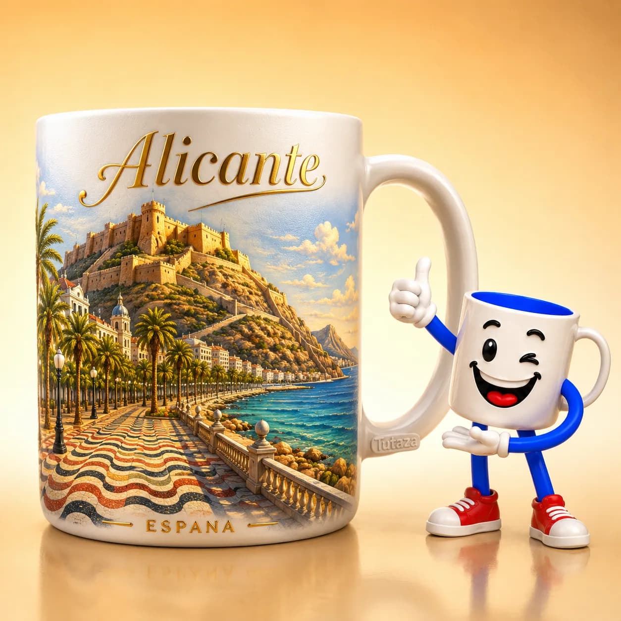 Taza personalizada de Alicante con el Castillo de Santa Bárbara — Tutaza