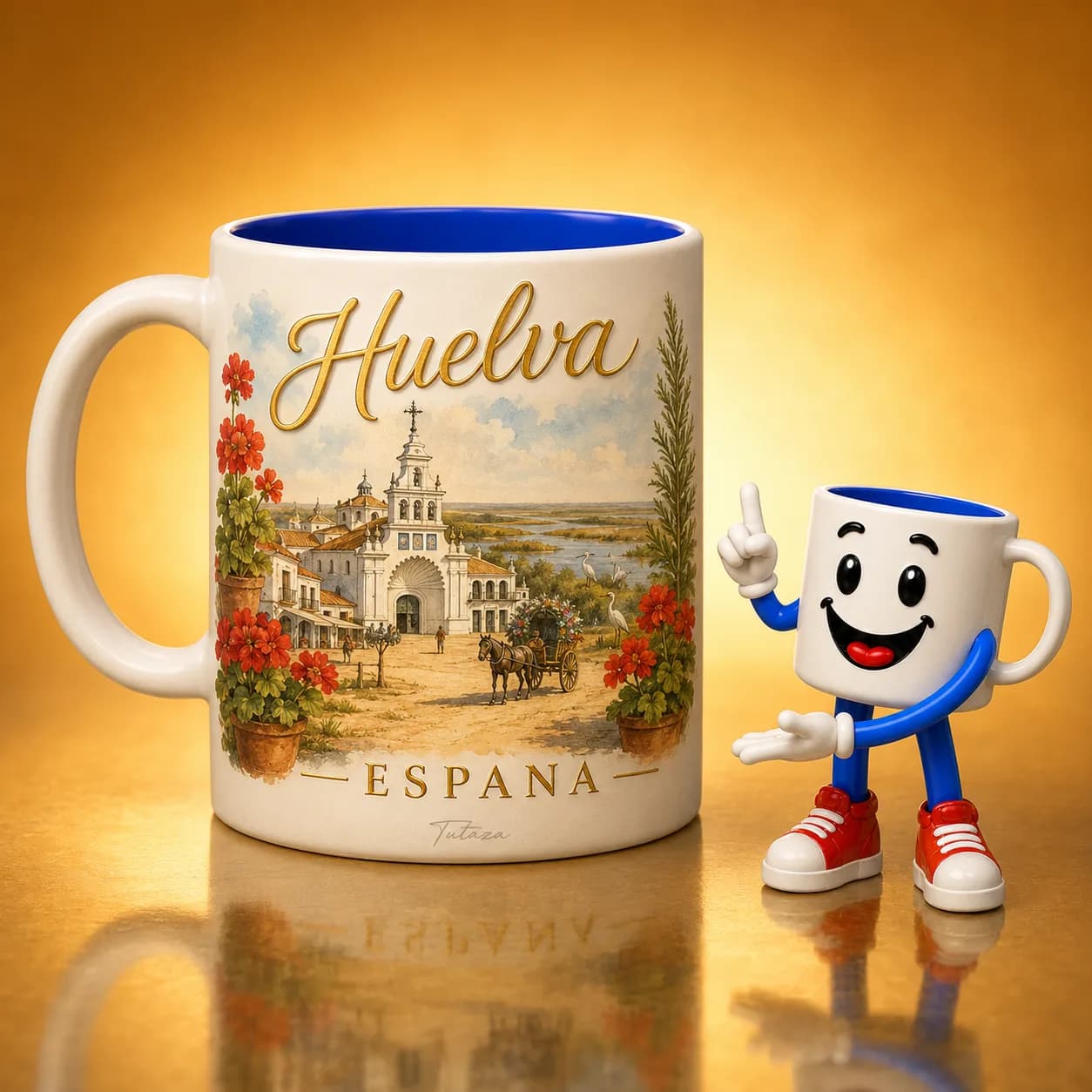 Taza personalizada de Huelva con la ermita de El Rocío — Tutaza