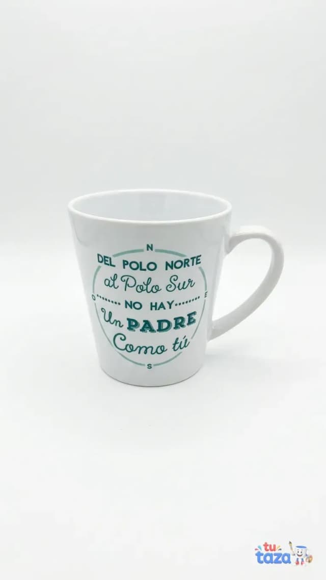 Taza personalizada cónica con frase «Del polo norte al polo sur no hay un padre como tú», lettering turquesa, regalo Día del Padre