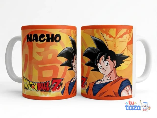 Taza personalizada con personaje Goku de Dragon Ball Z y nombre Nacho, regalo original para fan del anime