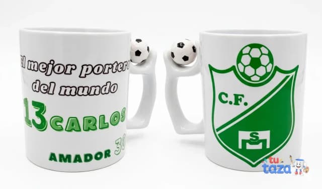 Taza personalizada con frase el mejor portero del mundo y nombre Carlos con número 13, regalo para futbolista