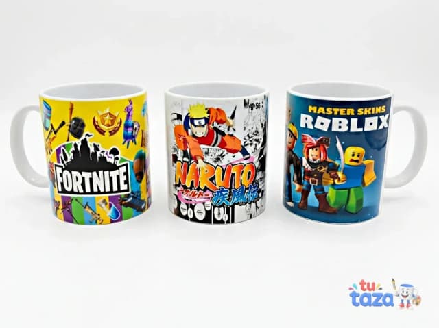 Taza personalizada con diseño de videojuegos Fortnite, Naruto y Roblox, regalo original para gamers y fans del anime