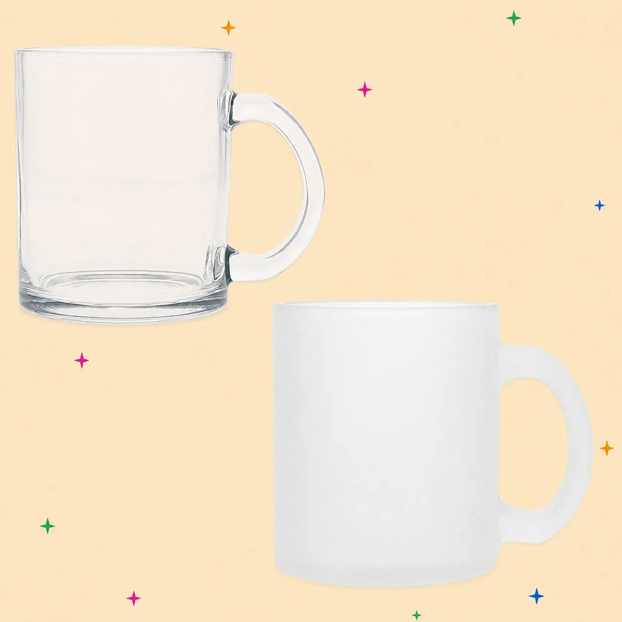 Tazas de cristal, transparente y esmerilada