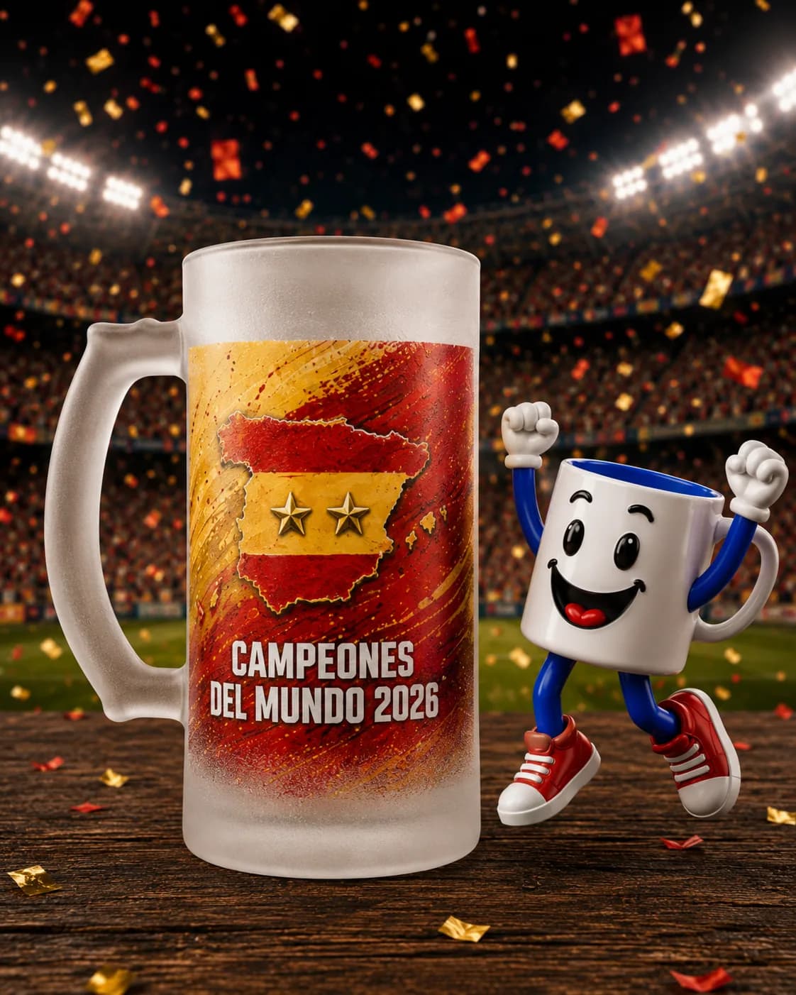 Jarra de cerveza Selección España · Mapa Campeones — diseño con los colores de España