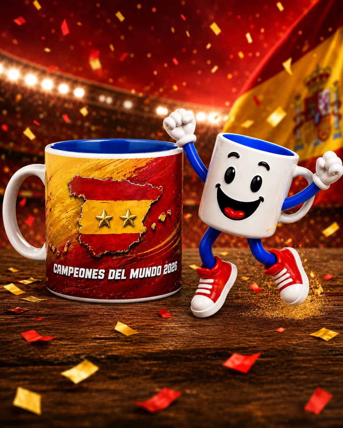 Taza Selección España · Mapa Campeones — diseño con los colores de España