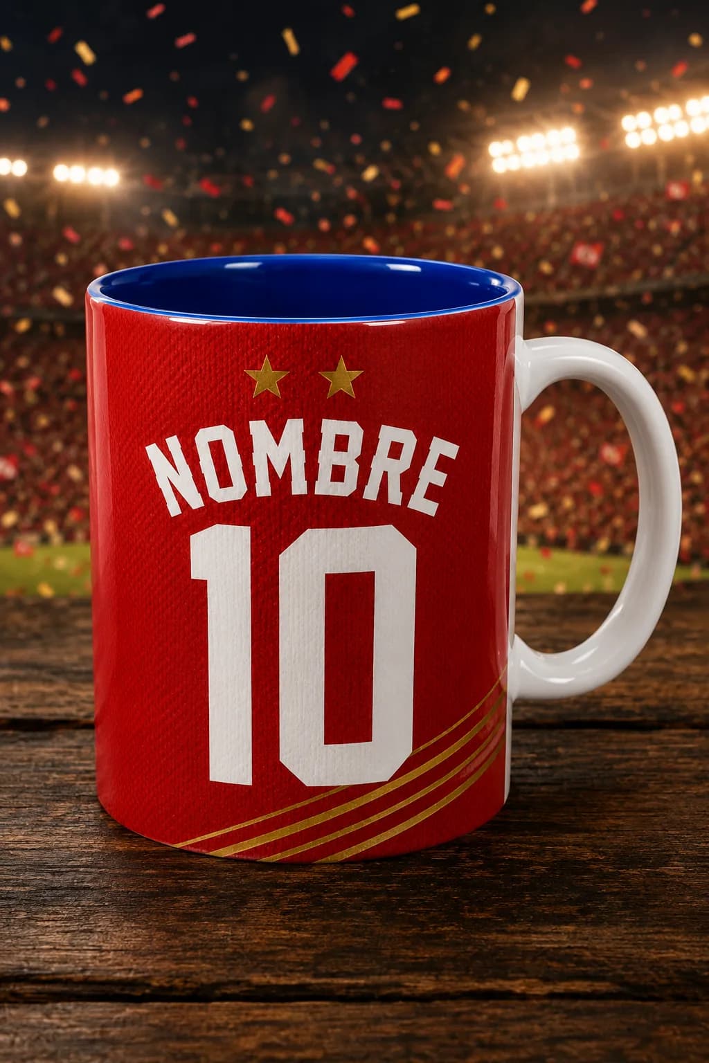 Taza Selección España · Nombre y Dorsal — diseño con los colores de España