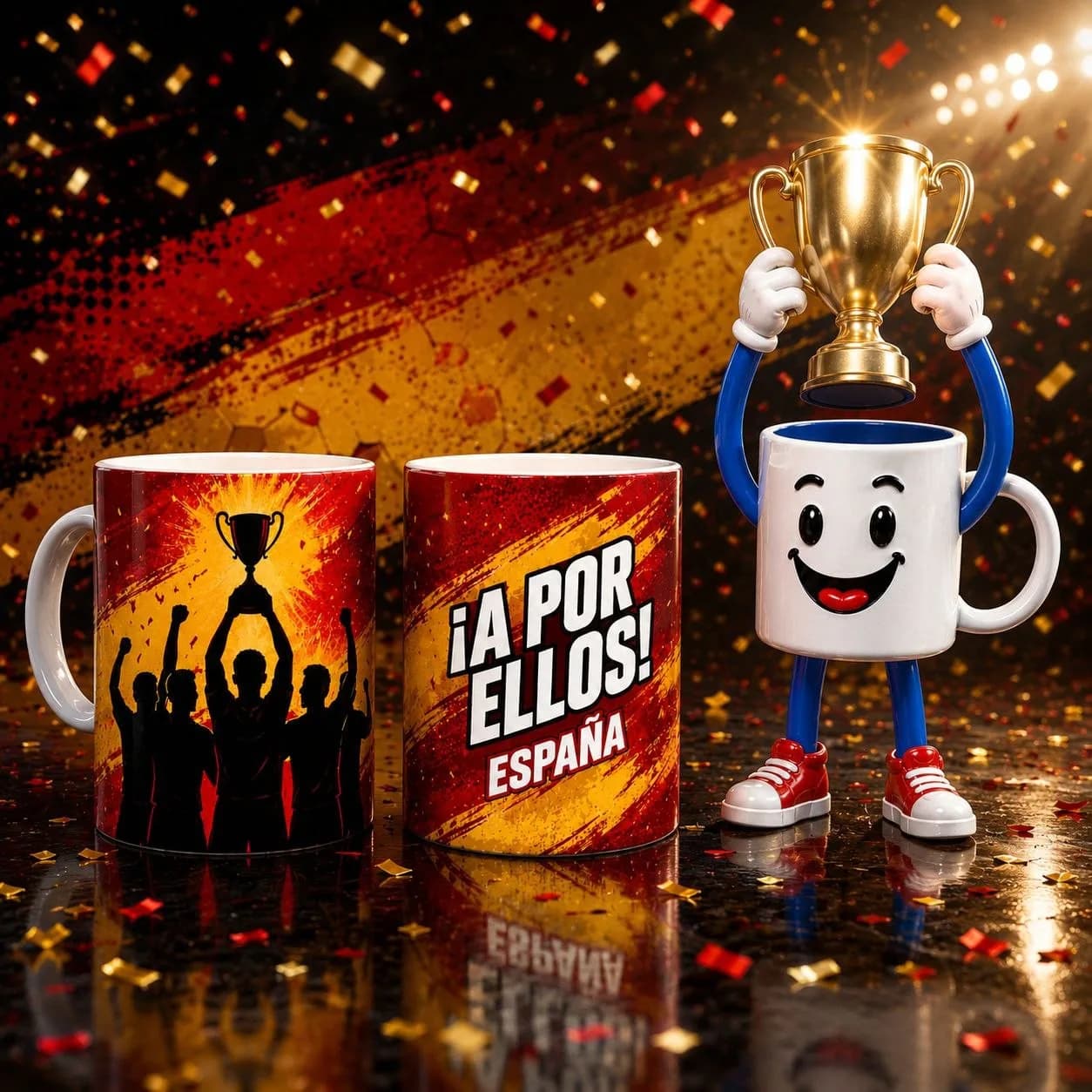 Taza personalizada con los colores de España, diseño Taza Selección España · ¡A por ellos!
