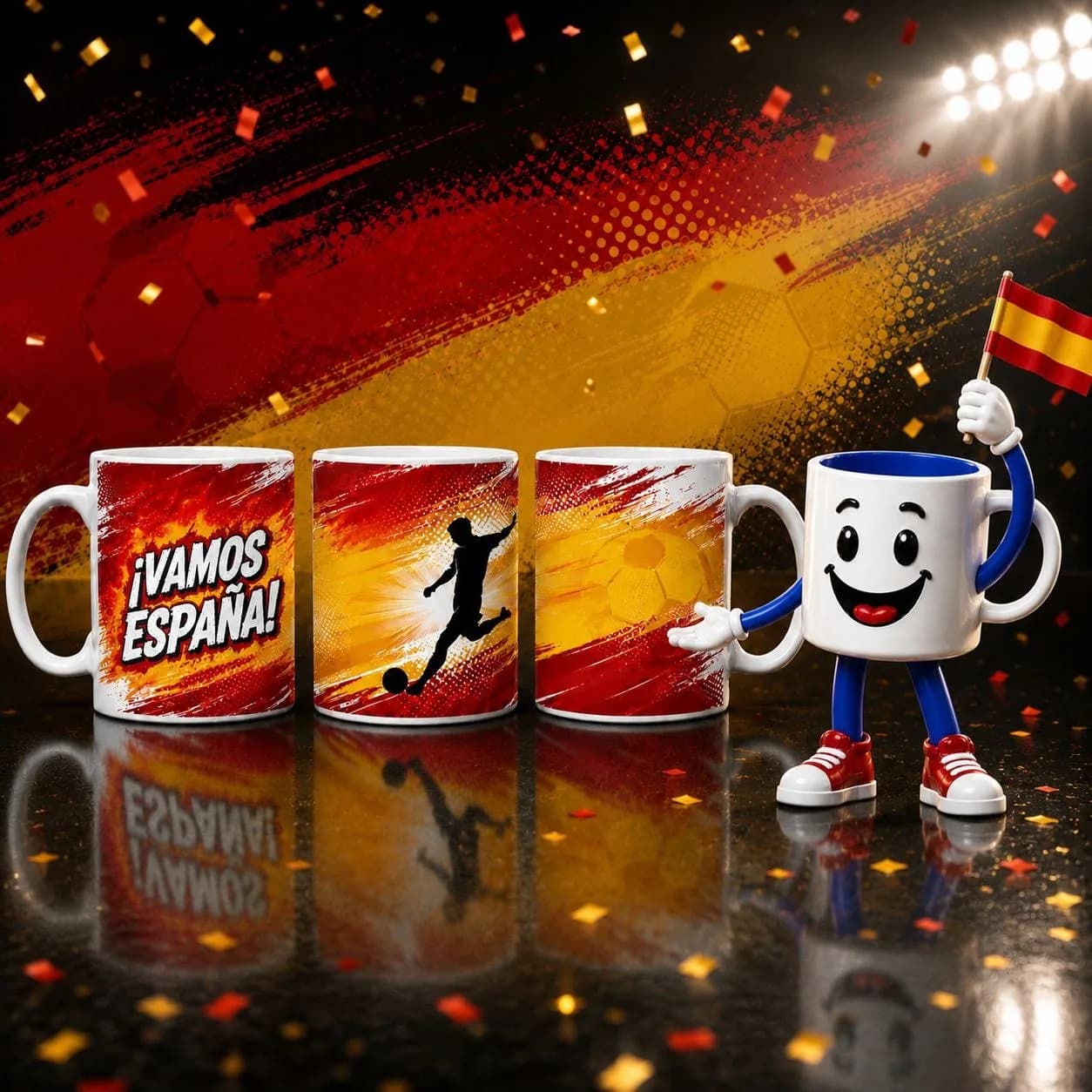 Taza personalizada con los colores de España, diseño Taza Selección España · ¡Vamos España!