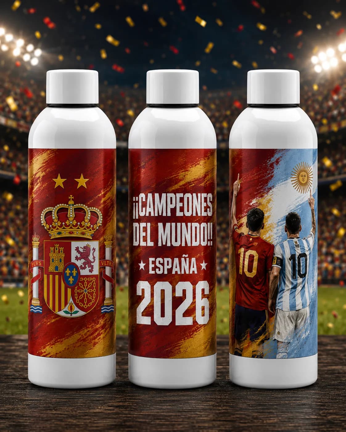 Termo Selección España · ¡¡Campeones del Mundo!! — diseño con los colores de España