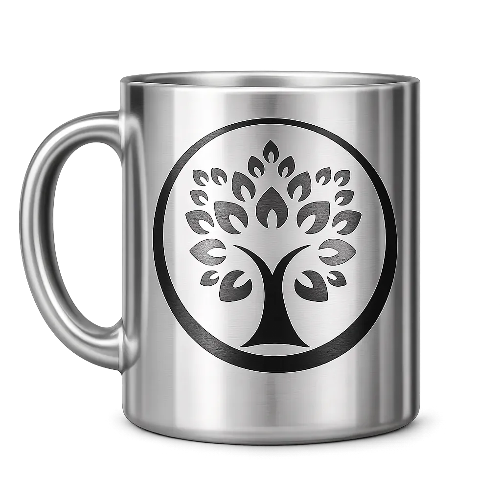 Taza metalizada · acabado brillante premium
