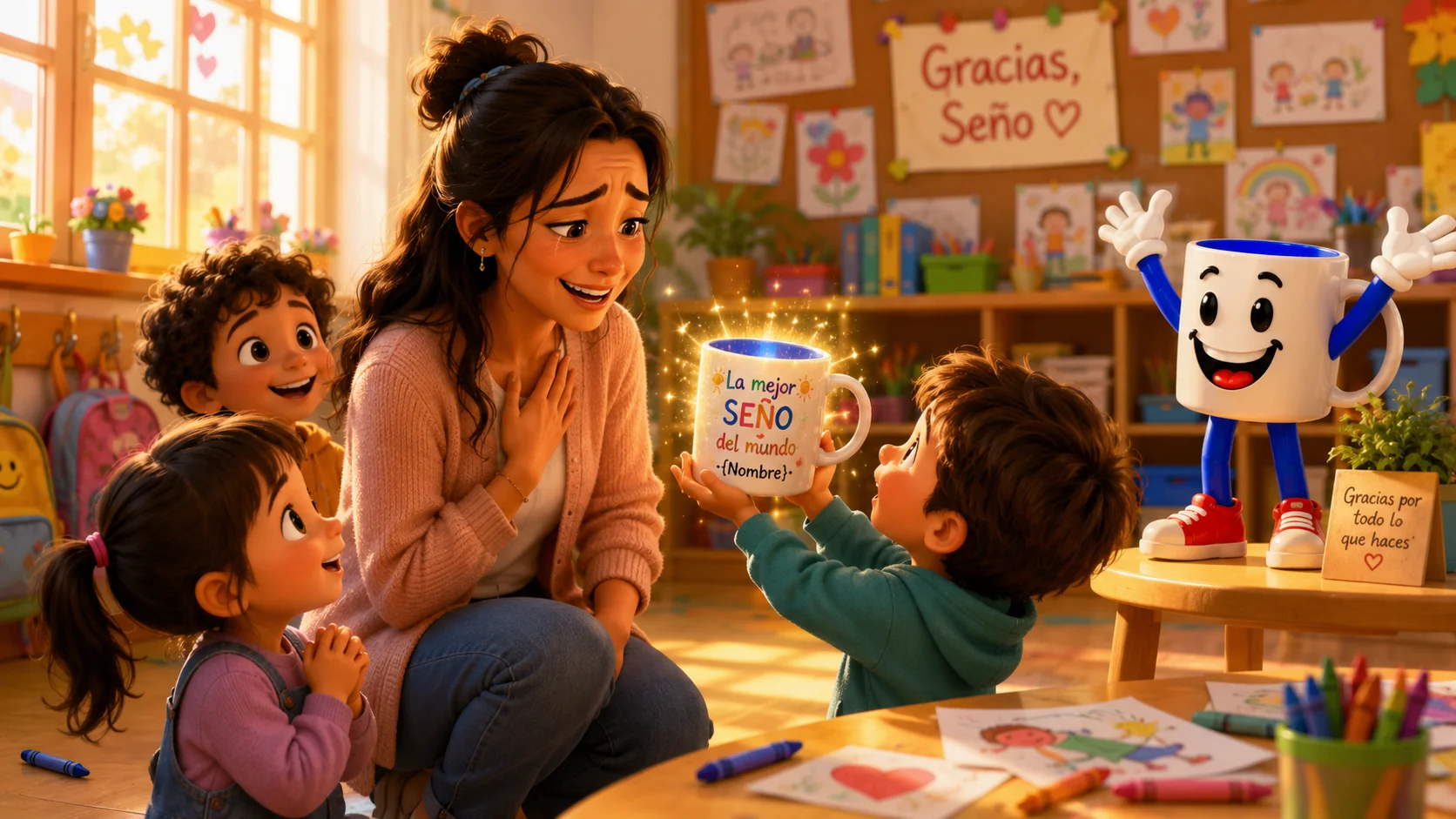 Regalo para la seño de infantil: la taza con el dibujo del peque (que sí dibujó él)