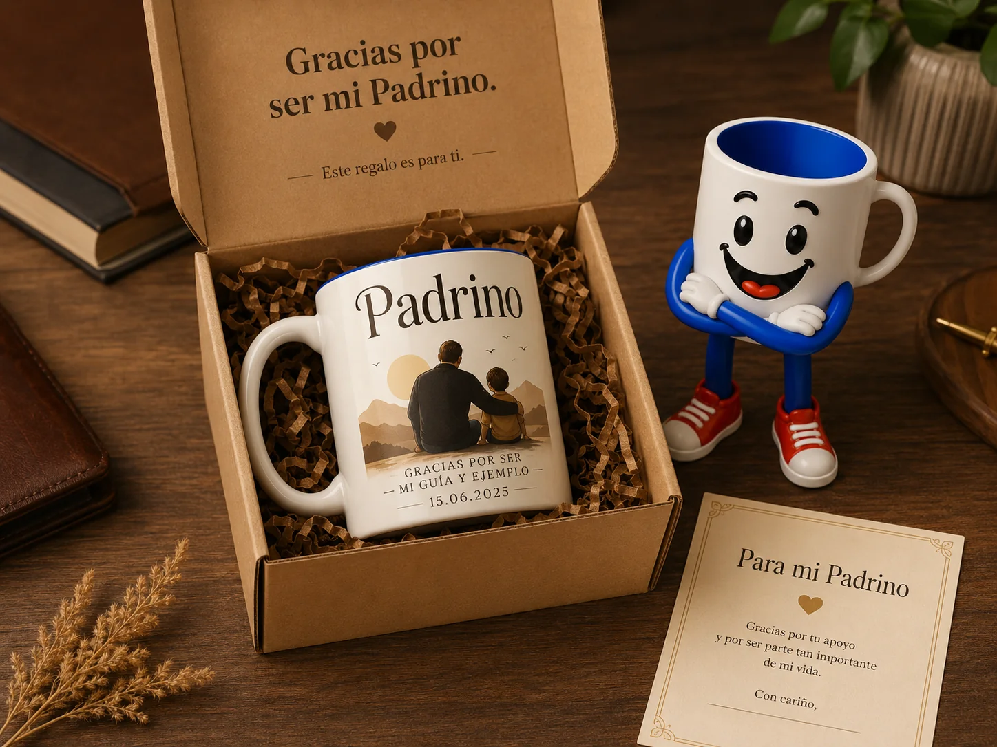 Taza personalizada para padrino: foto del ahijado, nombre y fecha del bautizo en 48 h