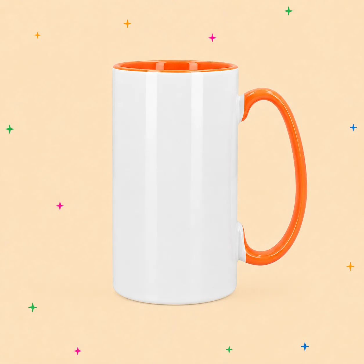 Taza alta con interior y asa de color