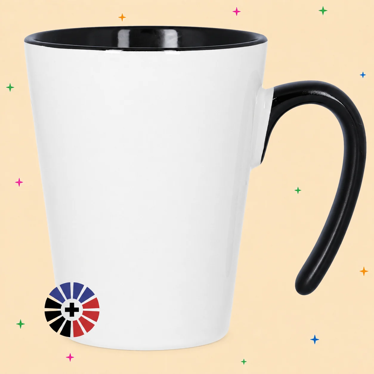 Taza cónica bicolor asa semi