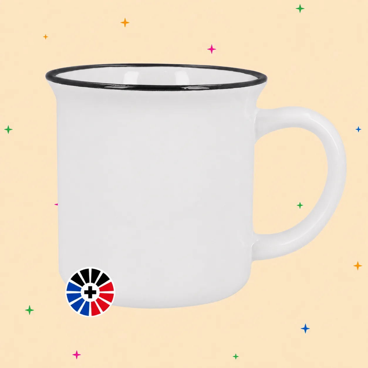 Taza enamel de cerámica con borde de color