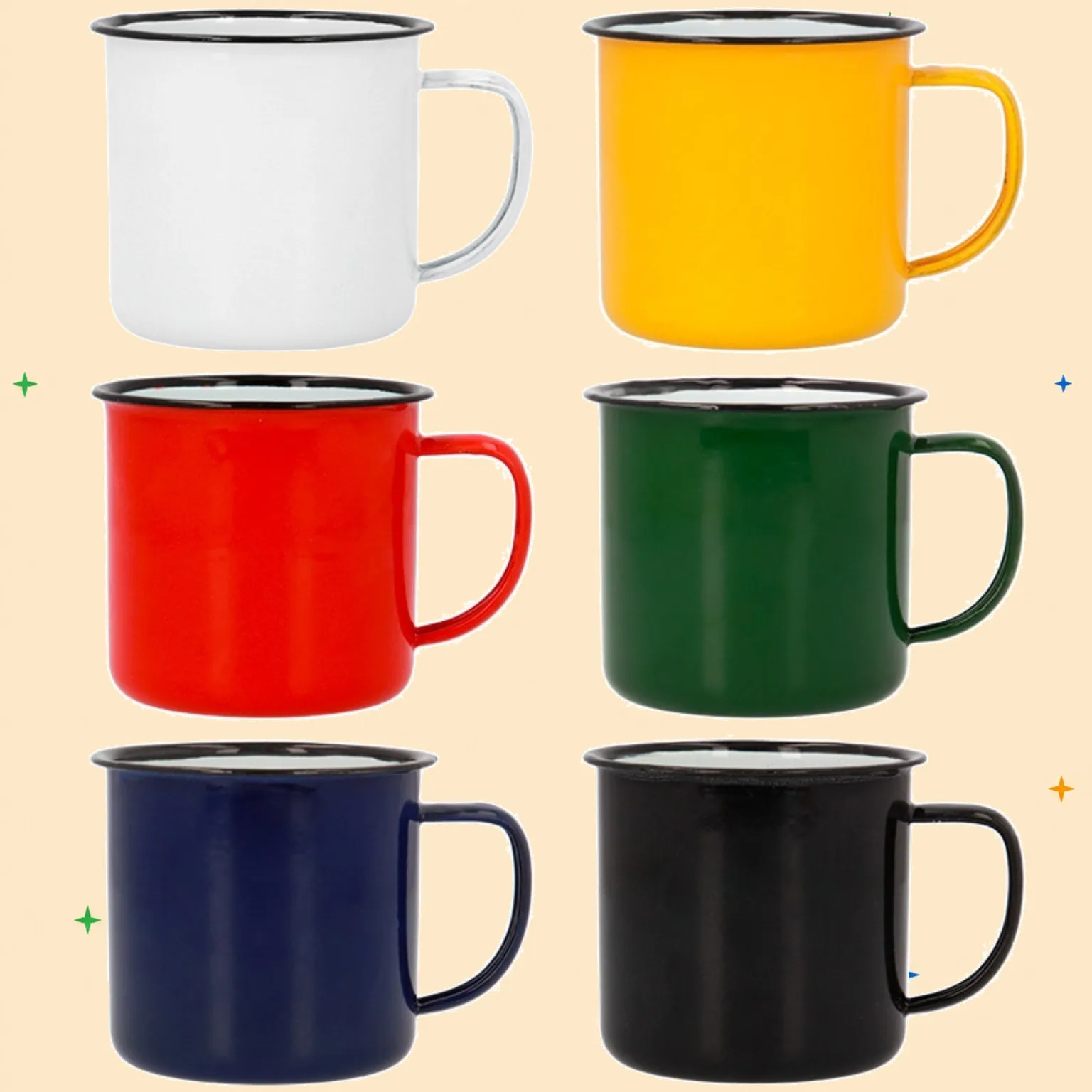 Taza enamel de metal en colores