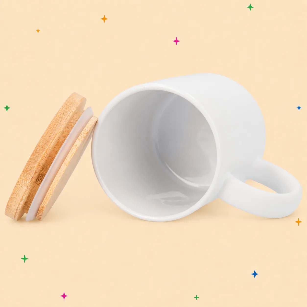 Taza mate con tapa de bambú