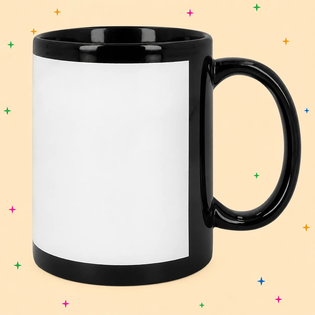 Taza negra y blanca