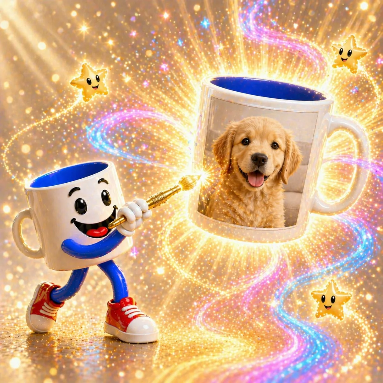 Tazín diseñando una taza con la foto de un perrito